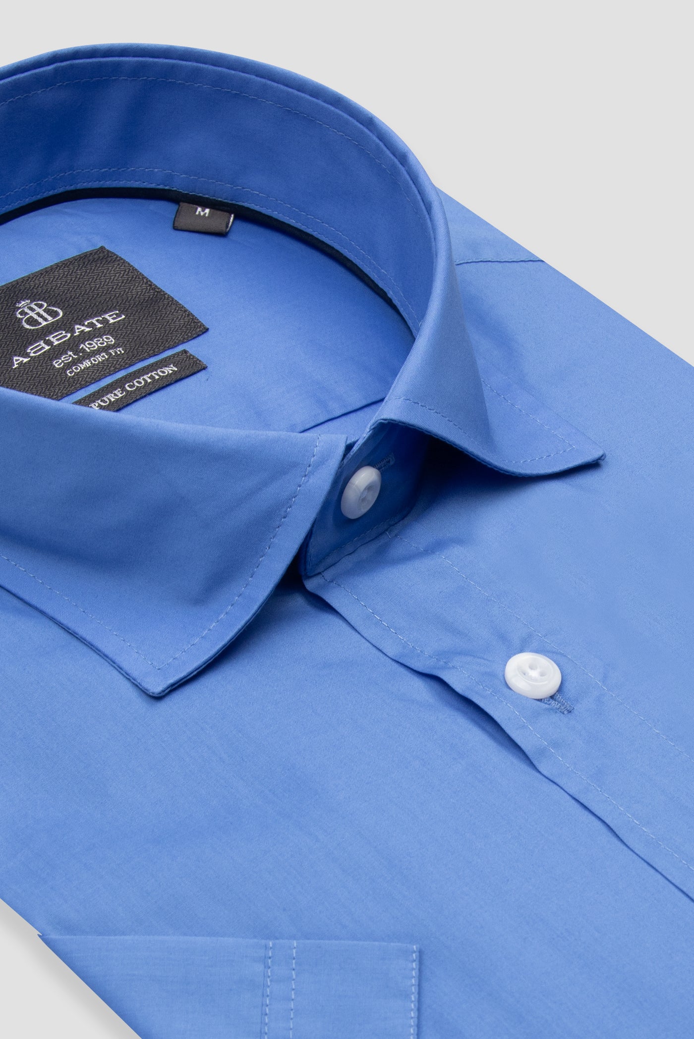 Vento Poplin Comfort Fıt Koyu Mavi Düz Klasik Yaka Kısa Kollu Erkek Gömlek