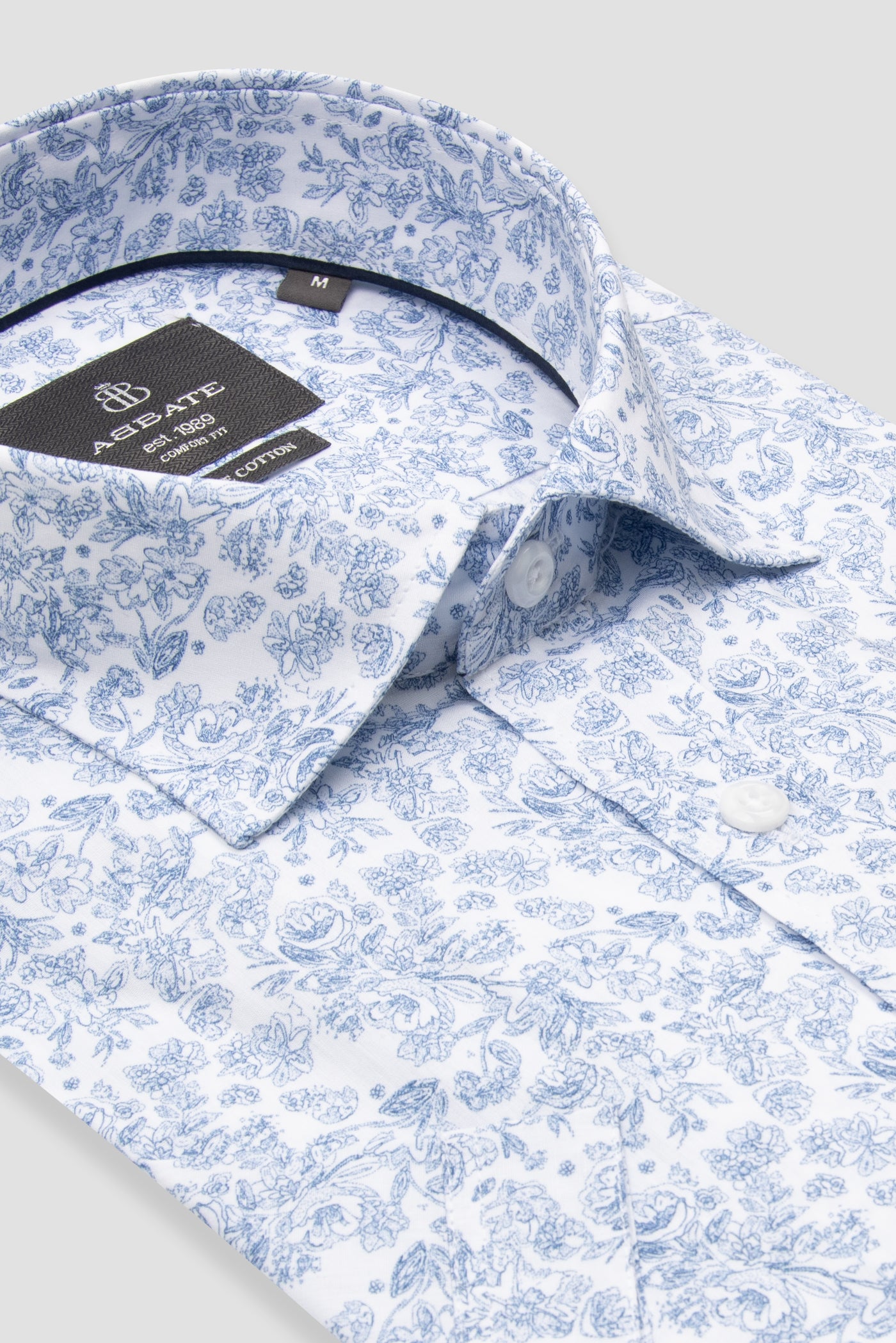 Vento Poplin Comfort Fıt  Beyaz Baskılı Klasik Yaka Kısa Kollu Erkek Gömlek