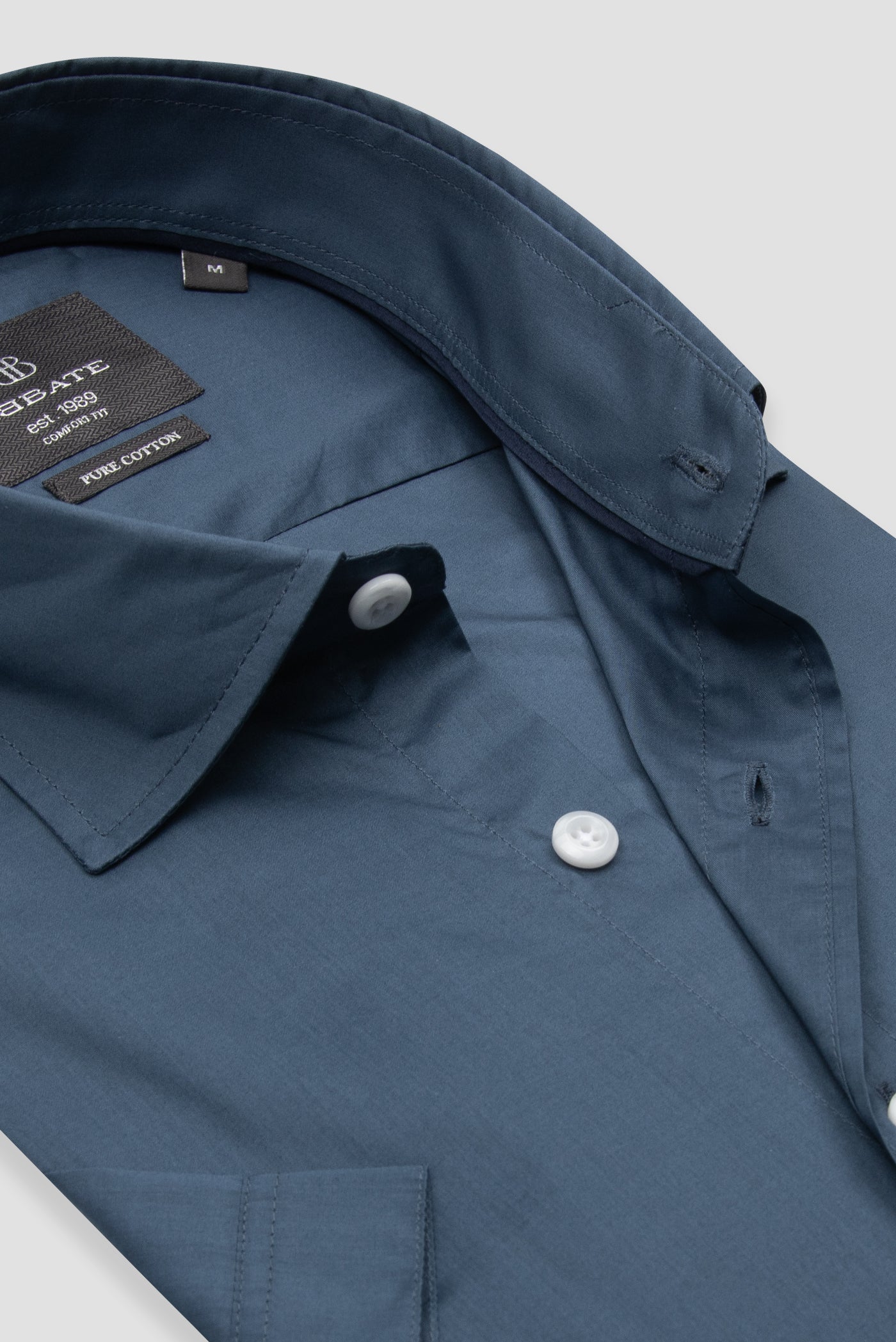 Vento Poplin Comfort Fıt Lacivert Düz Klasik Yaka Kısa Kollu Erkek Gömlek