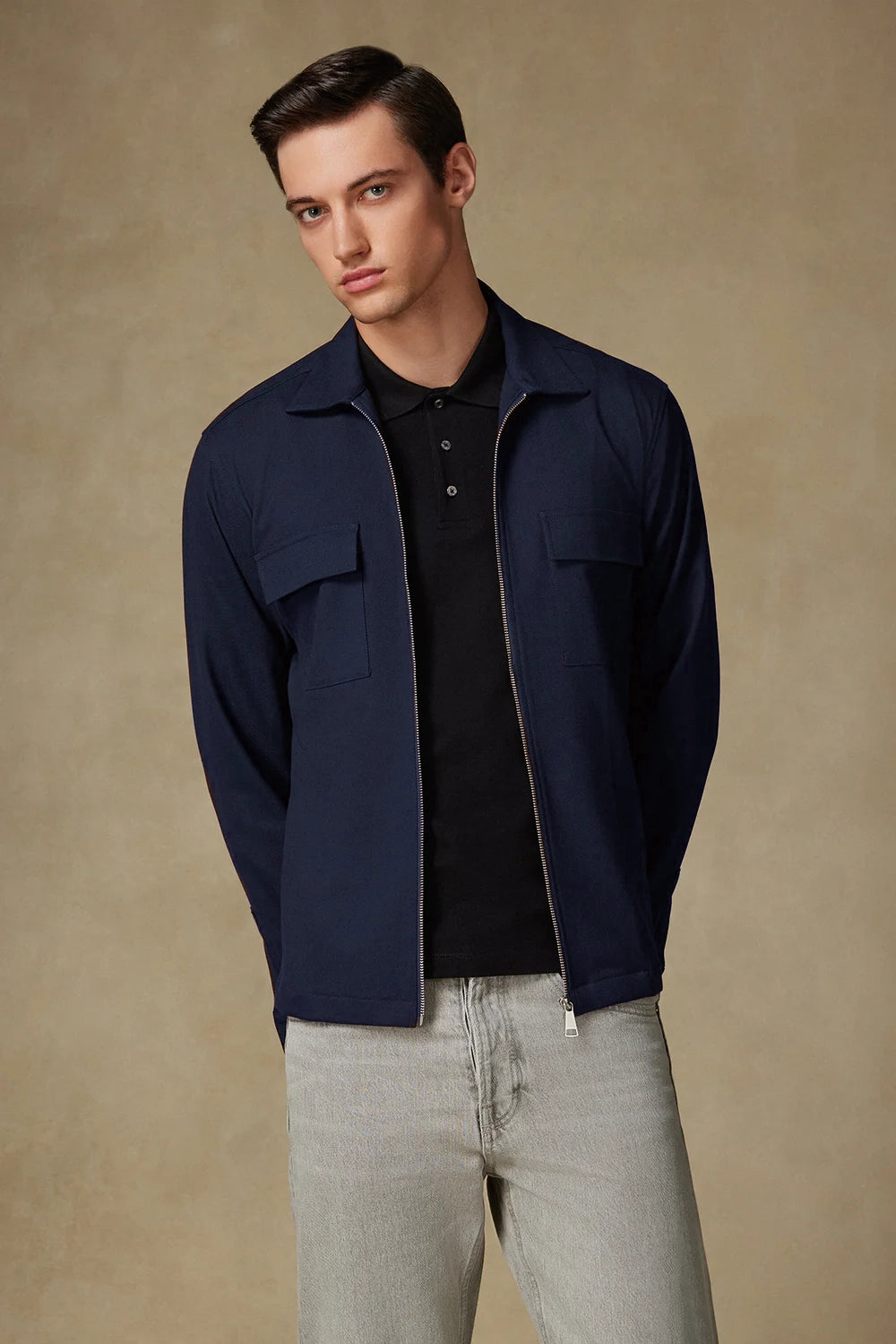 VERSO TWILL OVERSHIRT LACİVERT KLASİK YAKA ERKEK GÖMLEK