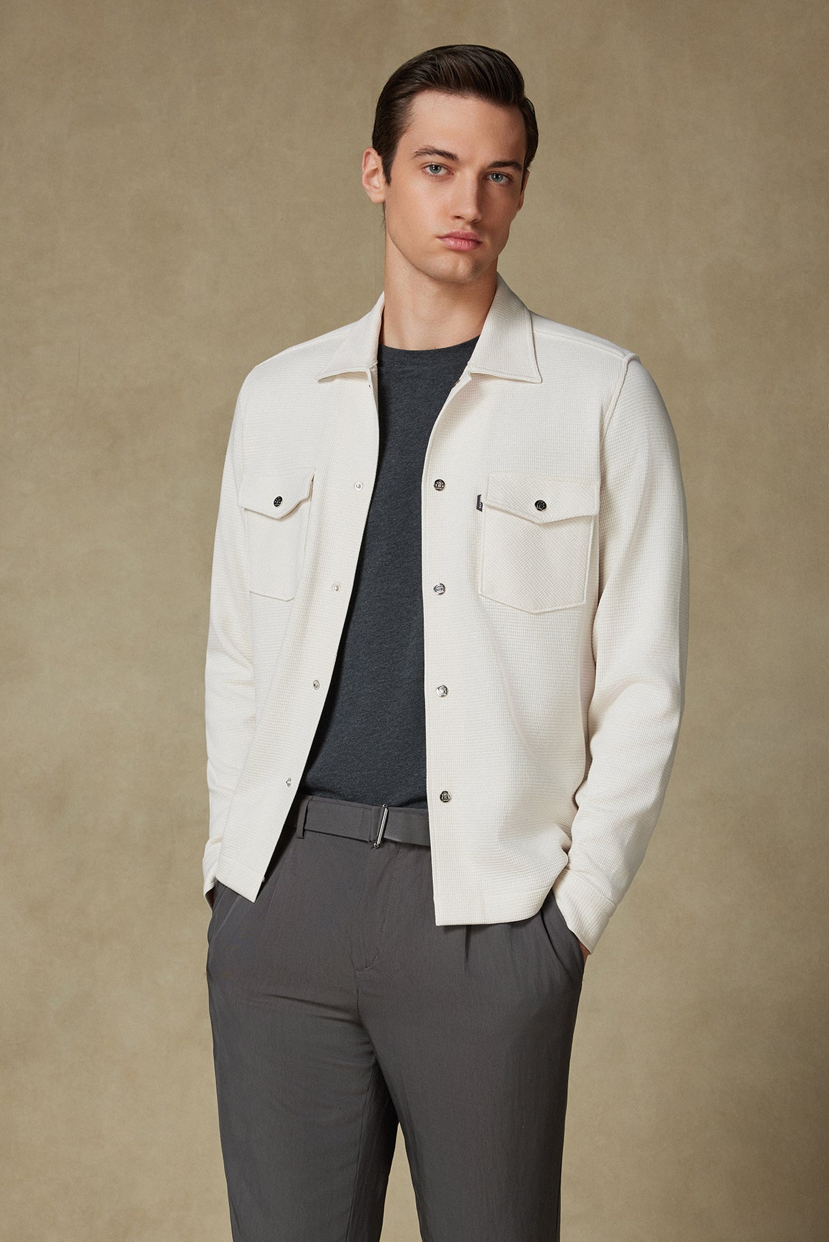 URBANO ARMÜR OVERSHIRT EKRU KLASİK YAKA ERKEK GÖMLEK