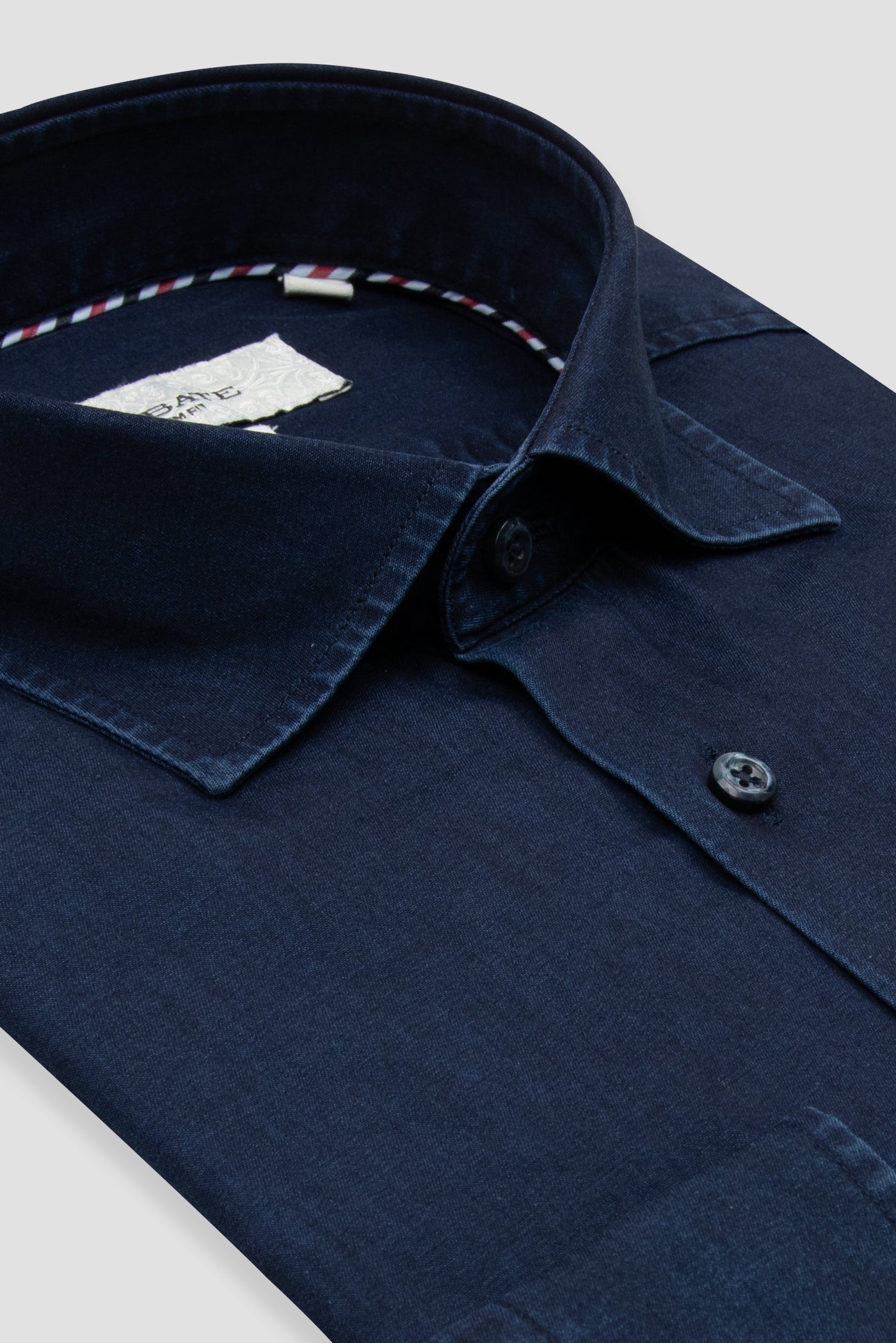 Donatello Denim Pamuklu Spor Slım Fıt Koyu Lacivert Klasik Yaka Erkek Gömlek