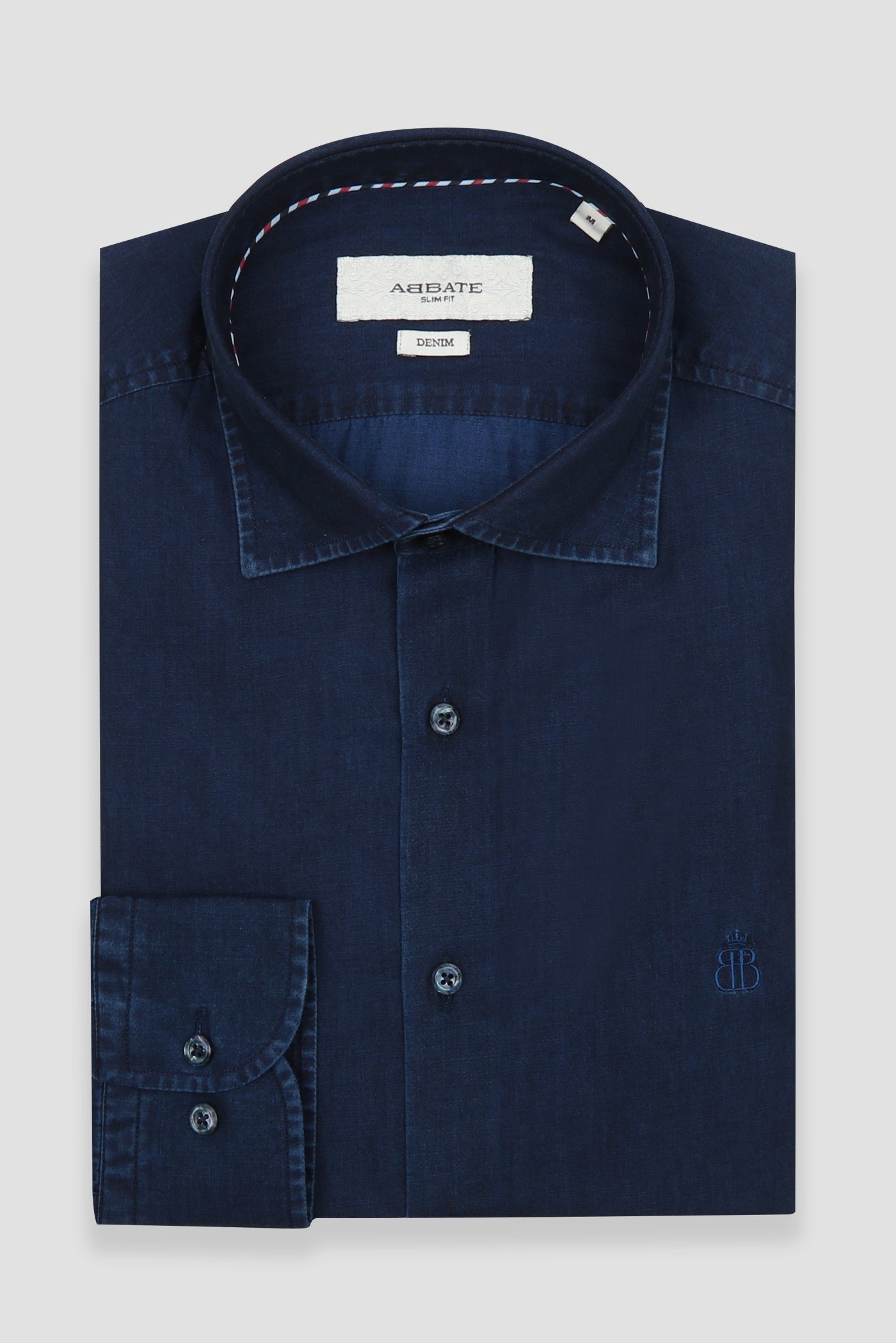 Donatello Denim Pamuklu Spor Slım Fıt Koyu Lacivert Klasik Yaka Erkek Gömlek