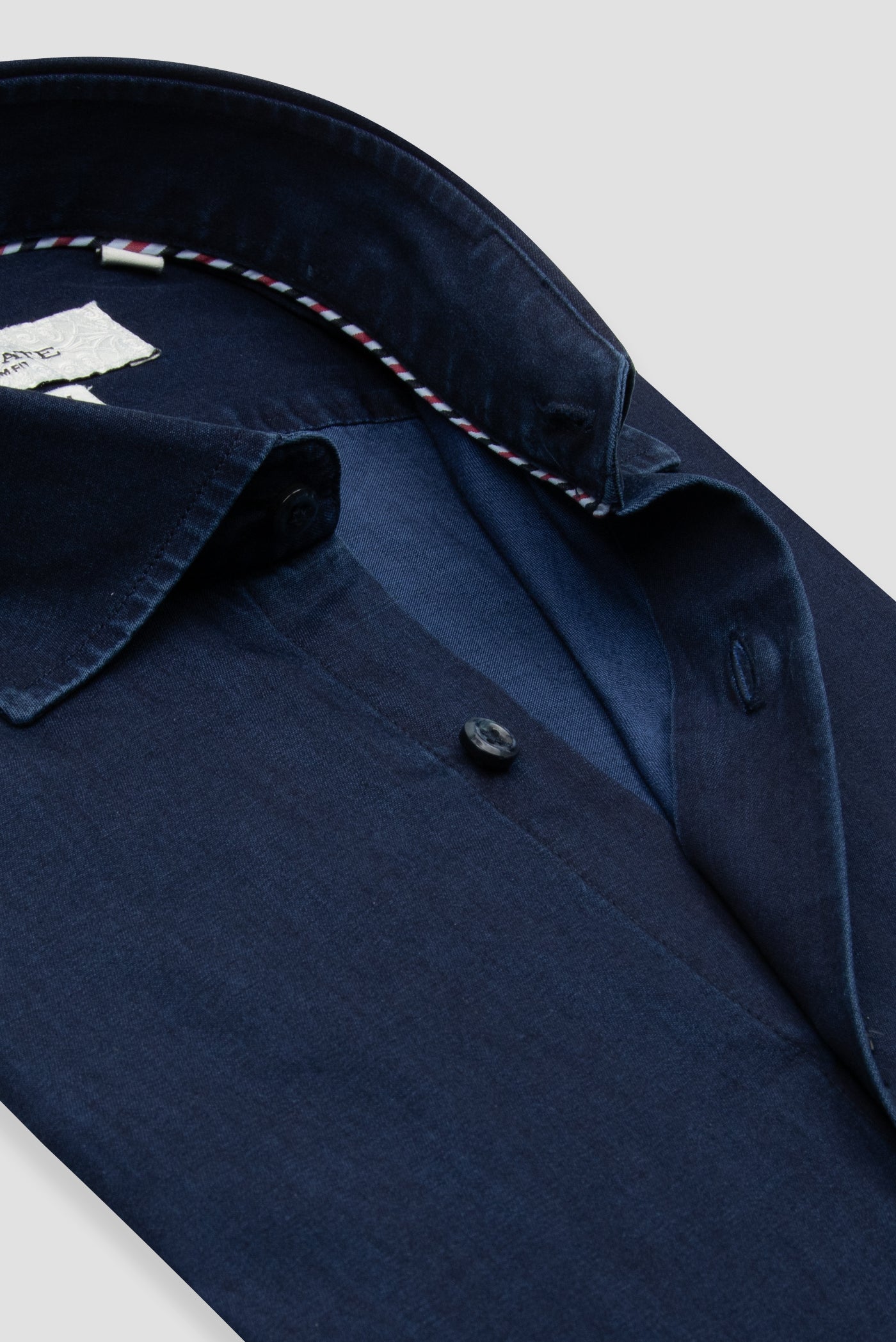 Donatello Denim Pamuklu Spor Slım Fıt Koyu Lacivert Klasik Yaka Erkek Gömlek